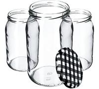 KADAX Lot de 24 grands bocaux en verre 900ml Ø82 - couvercle à vis hermétique, pour conserves, cornichons, légumes lacto-fermentés et confitures maison