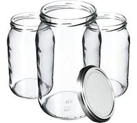 KADAX Lot de 24 grands bocaux en verre 900ml Ø82 - couvercle à vis hermétique, pour conserves, cornichons, légumes lacto-fermentés et confitures maison