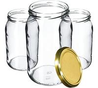 KADAX Lot de 24 grands bocaux en verre 900ml Ø82 - couvercle à vis hermétique, pour conserves, cornichons, légumes lacto-fermentés et confitures maison