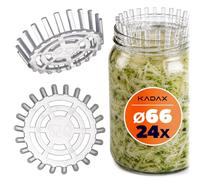 KADAX Lot de 24 poids de fermentation - 66 mm - Avec filet pour bocaux TO66 - Insert de fermentation en plastique pour choucroute, kimchi et concombres - Qualité alimentaire
