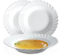 KADAX Lot de 3 Assiette creuse en verre trempé, set de 3, assiette à soupe minimaliste, set d'assiettes, assiettes à pâtes, assiettes creuses, bols à pâtes, assiette plate (∅ 23 cm, blanc)