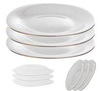 KADAX Lot de 3 assiettes à dessert blanches avec bord doré, lot d'assiettes, assiettes à gâteau en verre renforcé, assiettes à petit-déjeuner modernes, assiettes plates pour gâteau (Blanc/Or)