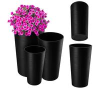 KADAX Set de 3 pots de fleurs + insert, support à fleurs en graphite, haut, jardin, 57 cm