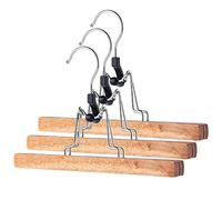 KADAX Lot de 3 en Bois, Cintre pour Vêtements, Tendeur de Pantalon et de Jupe, Crochet Rotatif à 360° en Métal, Antidérapant, Support de Serrage, Peu Encombrant