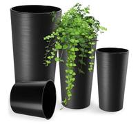 KADAX Lot de 3 Flower Pot with Wood Chips, Elegant Planter with Removable Insert, Flower Pot Protector for Office, Flower Pot, Garden Bowl (Graphite)