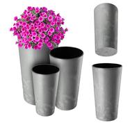 KADAX Lot de 3 Flower Pot with Wood Chips, Elegant Planter with Removable Insert, Grey Concrete, 57.7 cm (H) x 30 cm (L), Indoor