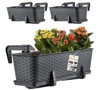 KADAX Pot de fleurs "Castro", pot avec poignées, 60cm, anthracite, 3 pièces