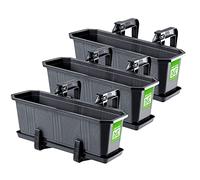 KADAX Lot de 3 jardinières, jardinières pour Balcon en Plastique pour Fleurs et Herbes - Pot de Balcon résistant - 3 x 40 cm, Anthracite