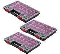 KADAX Lot de 3 organiseurs, boîte à outils, en plastique, pour petites pièces, avec couvercle transparent, rangement pour petites pièces, différentes tailles, 34 x 25 cm