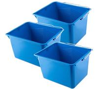 KADAX Lot de 3 Pot de Peinture, Pot de Peinture Carré en Plastique, Seau Robuste avec Anse en Métal, Rebord Verseur, pour Rénovation et Jardin (8L, Bleu)
