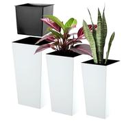 KADAX Set de pots de fleurs, pots de fleurs en plastique "Masiera", intérieur et extérieur, blanc mat, set de 3 XL