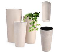 KADAX Pots de fleurs "Latina", cache-pot avec doublure amovible, protection pour pots de fleurs, pots de fleurs, 19 + 25 + 30 cm, crème