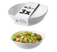KADAX Lot de 3 Saladier en verre blanc, ensemble de 3 bols carrés blancs en verre, bols à céréales adaptés au micro-ondes, bols de service pour salades, soupes, entrées, fruits (15 cm)