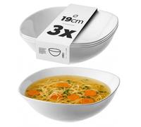 KADAX Lot de 3 Saladier en Verre Blanc, Ensemble de 3 Bols carrés Blancs en Verre, Bols à céréales adaptés au Micro-Ondes, Bols de Service pour salades, soupes, entrées, Fruits (17 cm)