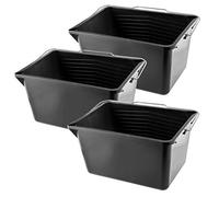 KADAX Lot de 3 seaux de peinture carrés en plastique avec poignée en métal - Seau d'eau robuste avec bord verseur - Pour rénovation, jardin, nettoyage - Rectangulaire, léger - 12 l - Noir