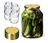 KADAX Lot de 4 bocaux de conservation en verre 2,5 l Ø100 mm Couvercle Doré. K4941