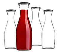 KADAX Lot de 4 bouteilles en verre 1L avec bouchon à vis - bouteilles de lait vides à remplir pour jus, smoothies, lait et sirop, conservation alimentaire