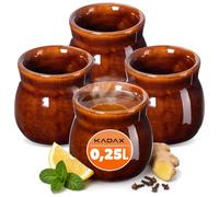 KADAX Lot de 4 gobelets en céramique pour vin chaud, café et thé, 250 ml, en céramique, fabriqués à la main, tasses de Noël, tasses à vin chaud en argile