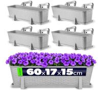 KADAX Pot de fleurs "Castro", pot avec poignées, 60cm, gris clair , 4 pièces
