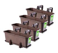 KADAX Lot de 4 jardinières, jardinières pour Balcon en Plastique pour Fleurs et Herbes - Pot de Balcon résistant - 4 x 40 cm, Marron