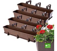 KADAX Lot de 4 jardinières, jardinières pour Balcon en Plastique pour Fleurs et Herbes - Pot de Balcon résistant - 4 x 80 cm, Marron