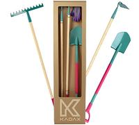 KADAX Lot de 4 Kit d'Outils de Jardinage Professionnel pour Femmes: Bêche, Râteau, Houe et Gants, La Solution Complète pour Une Gestion Efficace du Jardin