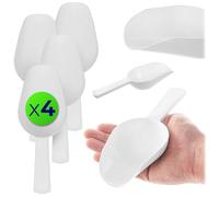 KADAX Lot de 4 Pelles à Farine en Plastique Pelle à Pelle à Glace Pelle à Nourriture Pelle pour Doser la Farine & Sucre (Blanc)