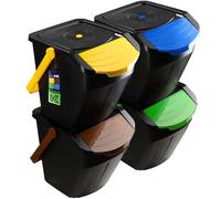 KADAX Set de seaux de recyclage "Loras", poubelle avec couvercle, collecteur de déchets, 25L, 4 pièces