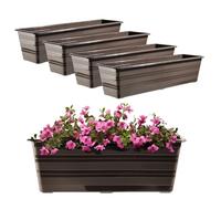 KADAX Lot de 4 x 60 cm - Jardinière marron - Pot de balcon en plastique résistant aux intempéries - Pot de fleurs, jardinière de balustrade pour fleurs