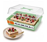 KADAX Lot de 43 Boîte à gâteau avec Couvercle, 43x30x12,5cm, boîte à gâteau en Plastique, boîte de Transport avec poignée, Moule à Cake en tôle, Muffins, rectangulaire, boîte Alimentaire (m