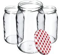 KADAX Lot de 48 grands bocaux en verre 900ml Ø82 - couvercle à vis hermétique, pour conserves, cornichons, légumes lacto-fermentés et confitures maison