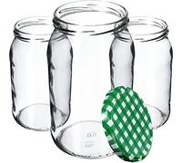 KADAX Lot de 48 grands bocaux en verre 900ml Ø82 - couvercle à vis hermétique, pour conserves, cornichons, légumes lacto-fermentés et confitures maison