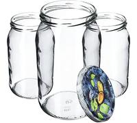 KADAX Lot de 48 grands bocaux en verre 900ml Ø82 - couvercle à vis hermétique, pour conserves, cornichons, légumes lacto-fermentés et confitures maison