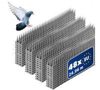 KADAX Lot de 48 Pièces 51x4cm Pic Anti-Pigeon et Anti-Oiseaux, Dissuasif en Plastique pour Balcon, Terrasse et Espaces Extérieurs, Argent
