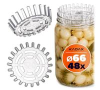 KADAX Lot de 48 poids de fermentation - 66 mm - Avec filet pour bocaux TO66 - Insert de fermentation en plastique pour choucroute, kimchi et concombres - Qualité alimentaire