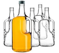 KADAX Lot de 5 Bouteilles à vin en Verre 1,75L - Grandes Bouteilles vides avec Anse pour vin, jus & liqueurs