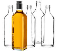 KADAX Lot de 5 bouteilles en verre 500ml avec bouchon à vis noires, longues - bouteilles vides à remplir pour jus, sirop, huile et liqueur, conservation alimentaire