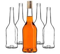 KADAX Lot de 5 bouteilles en verre 500ml - Bouteilles vides à bouchon vissant pour huile, vinaigre, liqueurs & spiritueux