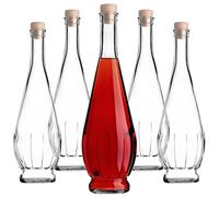 KADAX Lot de 5 bouteilles en verre 750ml avec bouchon en liège - bouteilles vides à remplir pour liqueur, schnaps, huile et vinaigre, idéales pour cadeaux et faire maison