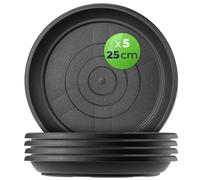 KADAX Lot de 5 soucoupes de pot de fleurs, rondes, diamètre : 25 cm, en plastique, pour l'intérieur et l'extérieur, accessoires pour pots de fleurs et pots de plantes, anthracite