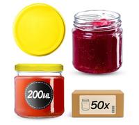 KADAX Lot de 50 bocaux en verre 200ml Ø66 - Couvercle Twist-Off hermétique TO66 - Pour confitures, conserves, cornichons, miel & fermentation