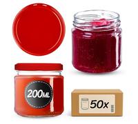 KADAX Lot de 50 bocaux en verre 200ml Ø66 - Couvercle Twist-Off hermétique TO66 - Pour confitures, conserves, cornichons, miel & fermentation