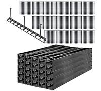 KADAX Lot de 50 Bordure de pelouse 45 mm, 50 pičces + 150 clous, bordure de parterre en plastique, bordure de pelouse avec systčme clic, kit de bordure de parterre, bordure de pavé (noir, set D)