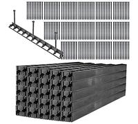 KADAX Lot de 50 Bordure de pelouse 58 mm, 50 pičces + 150 clous, bordure de parterre en plastique, bordure de pelouse avec systčme clic, kit de bordure de parterre, bordure de pavé (noir, set H)