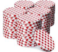 KADAX Lot de 50 couvercles Twist-Off Ø82 mm Rouge À Carreaux - Couvercles de Rechange en métal pour bocaux 235-900ml - Fermeture hermétique pour conserves, confitures & cornichons