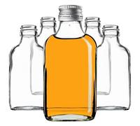 KADAX Lot de 50 gourdes Plates en Verre 100ml - Petites fioles à Bouchon vissant pour liqueurs, alcools & décorations