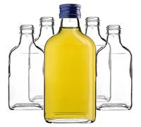KADAX Lot de 50 gourdes Plates en Verre 200ml - Petites fioles à Bouchon vissant pour liqueurs, alcools & décorations