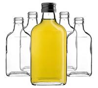 KADAX Lot de 50 gourdes Plates en Verre 200ml - Petites fioles à Bouchon vissant pour liqueurs, alcools & décorations