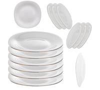 KADAX Lot de 6 Assiettes à dessert blanches avec bord doré, set de vaisselle en verre renforcé, assiettes modernes pour le petit-déjeuner, assiettes plates pour gâteaux (blanc/or)