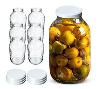 KADAX Lot de 6 bocaux de Conservation Ronds en Verre - 5 l - À insérer avec Couvercle à Visser - pour Confiture, Conserve, Conserve, etc. - Blanc